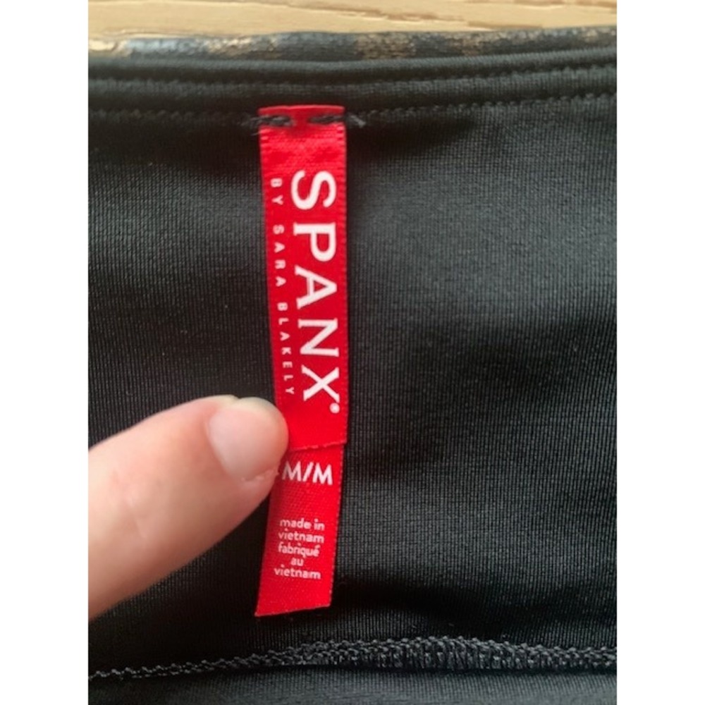 Spanx Faux Leather Leopard Leggings Metallic Bronze Animal Print 20270R Medium - Picture 8 of 8